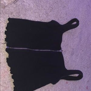 Black zip up crop top